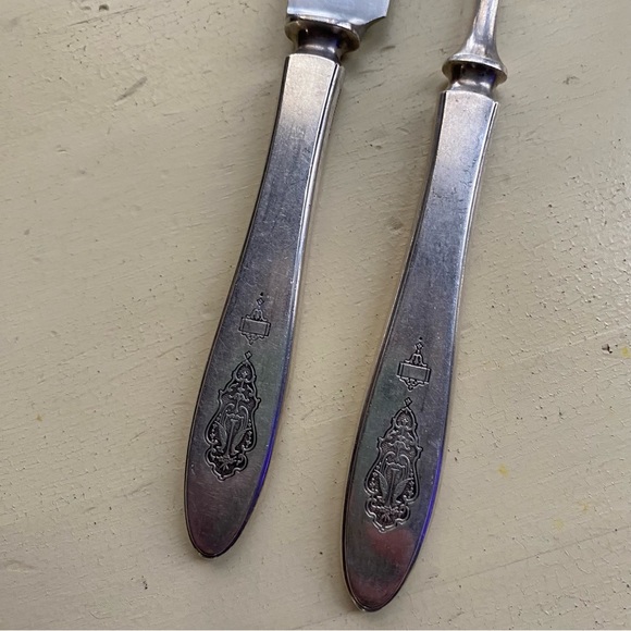 Antique Bird of Paradise 2 piece carving set, 1923 - Picture 3 of 7